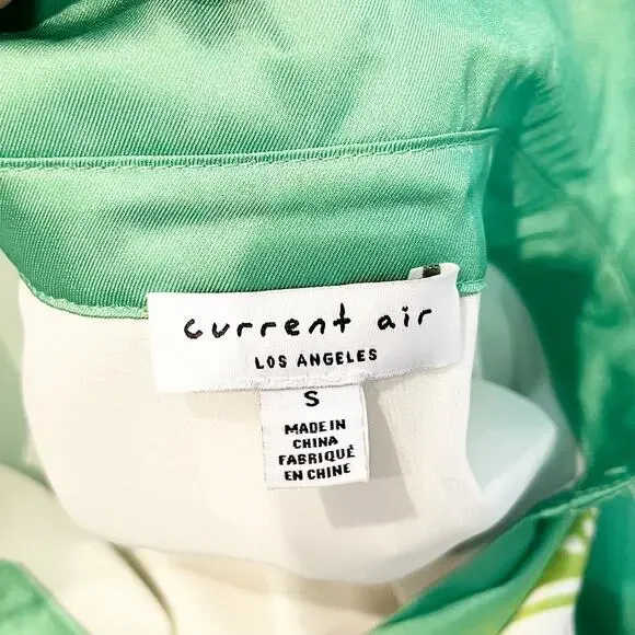 Current Air Anthropologie Sleeveless Button Up Shirt Dress Green White Small - Picture 3 of 5